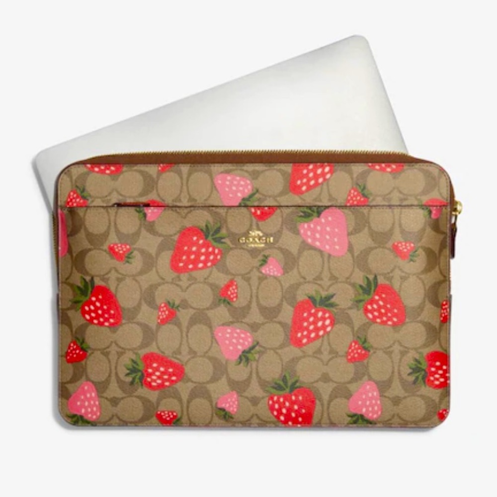 Coach Laptop Sleeve Wild Strawberry Print 🍓 🍓